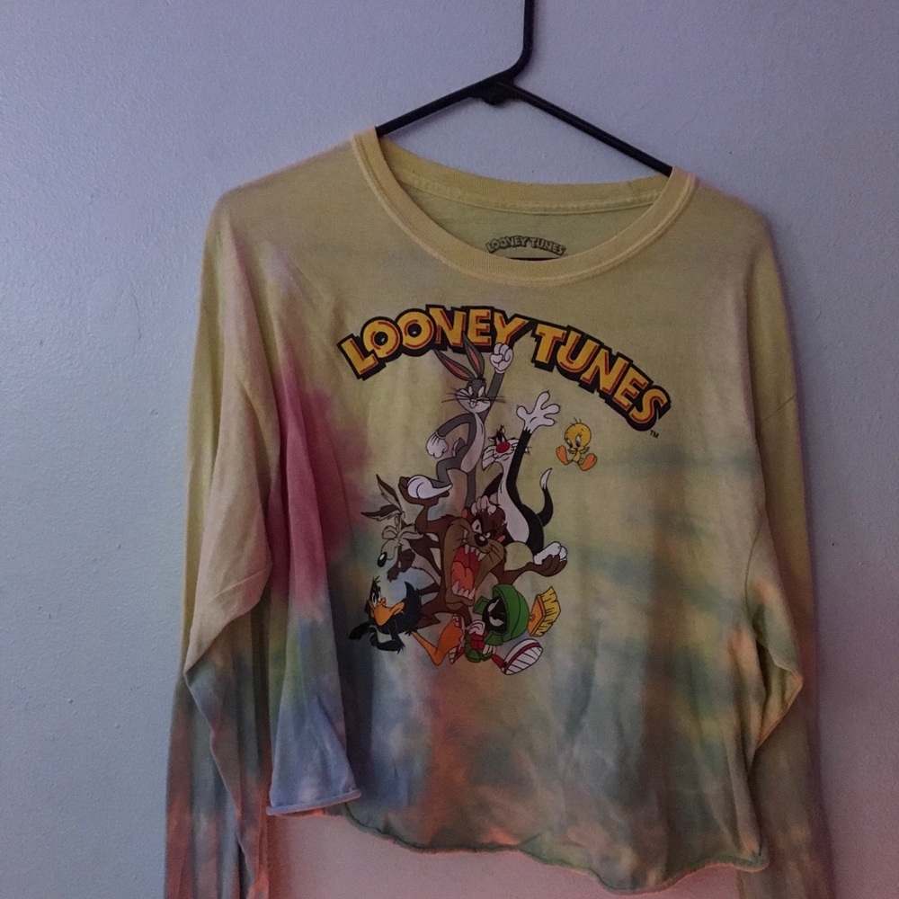 Tie dye crop top featuring looney tunes design